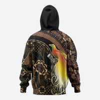 Papua New Guinea and Indonesia Batik Hoodie Bird of Paradise with Tribal Batik Patterns