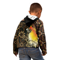 Papua New Guinea and Indonesia Batik Kid Hoodie Bird of Paradise with Tribal Batik Patterns