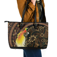 Papua New Guinea and Indonesia Batik Leather Tote Bag Bird of Paradise with Tribal Batik Patterns