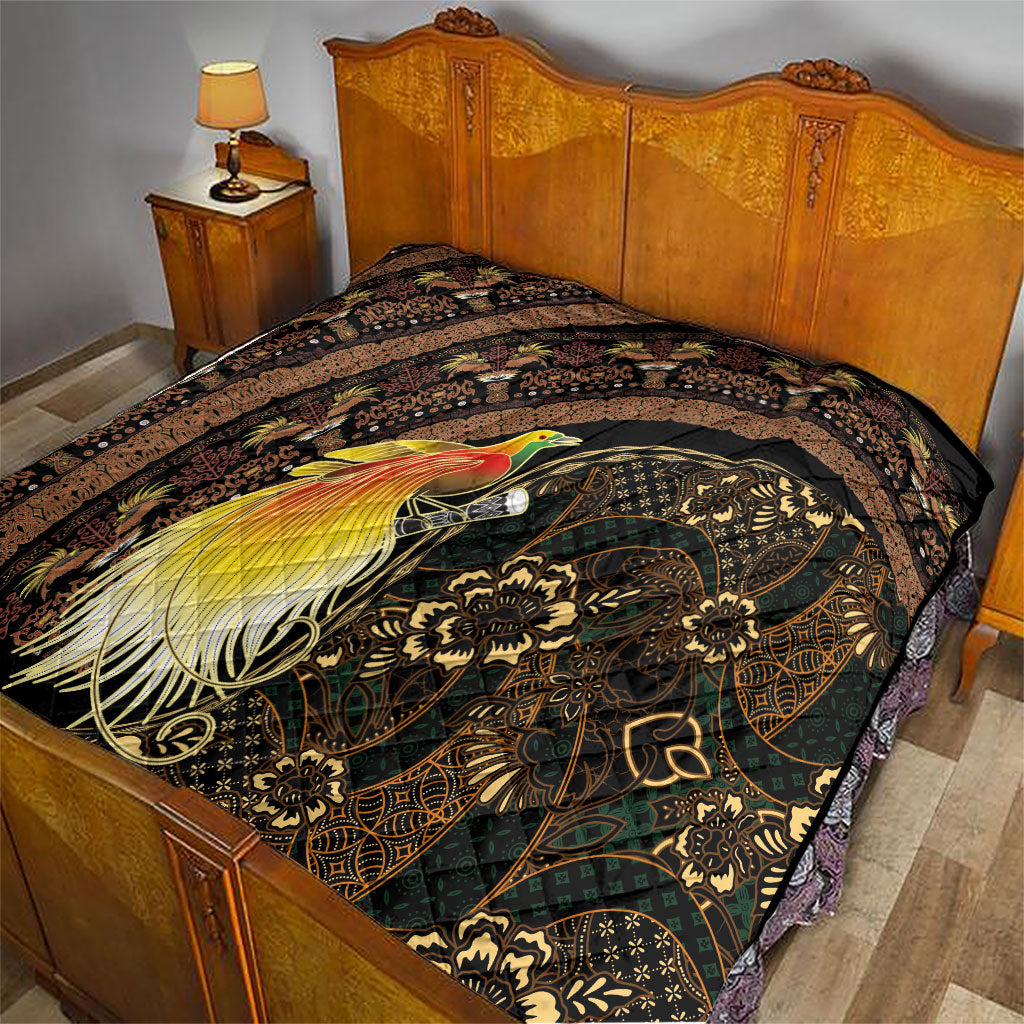 Papua New Guinea and Indonesia Batik Quilt Bird of Paradise with Tribal Batik Patterns