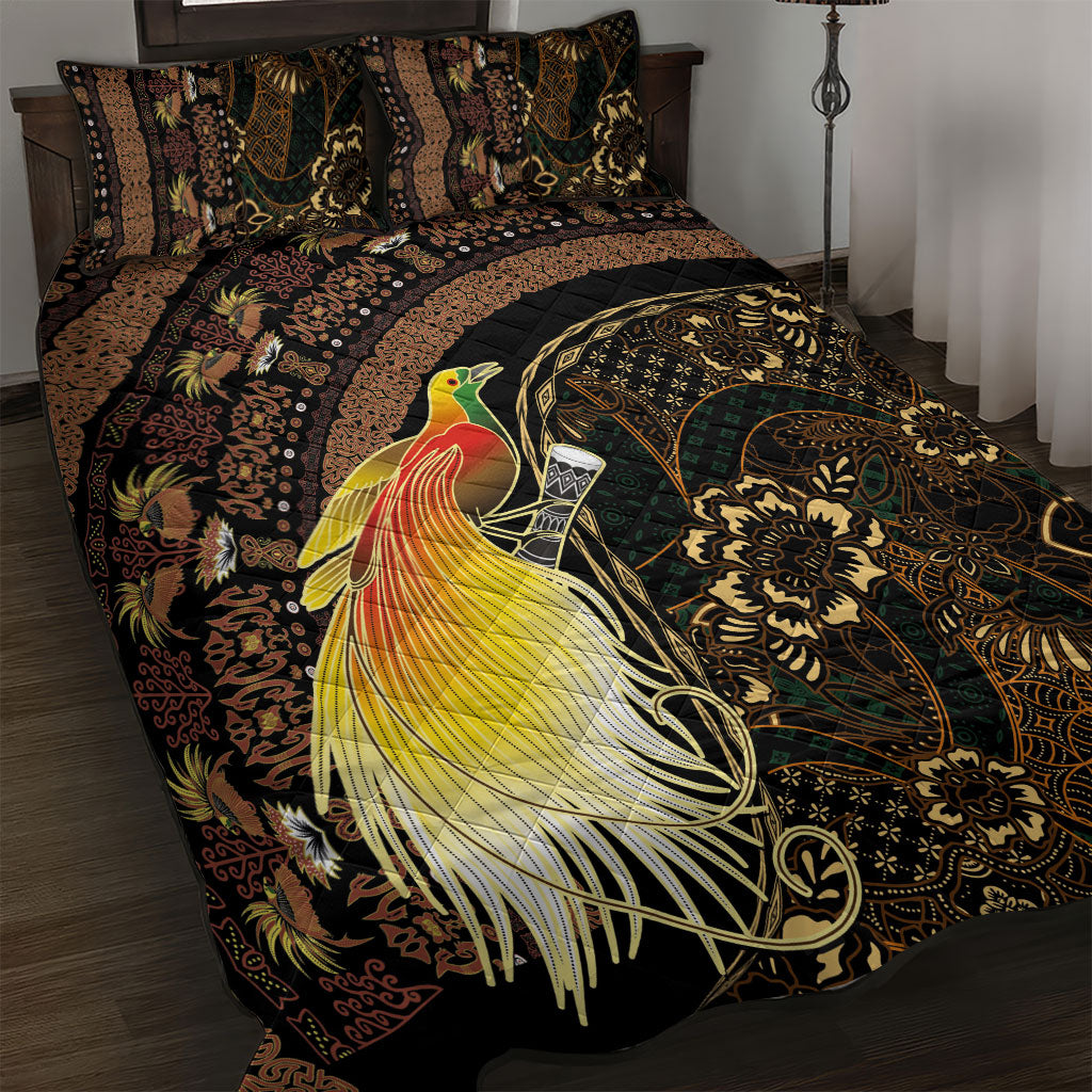 Papua New Guinea and Indonesia Batik Quilt Bed Set Bird of Paradise with Tribal Batik Patterns LT03 Multicolor - Polynesian Pride