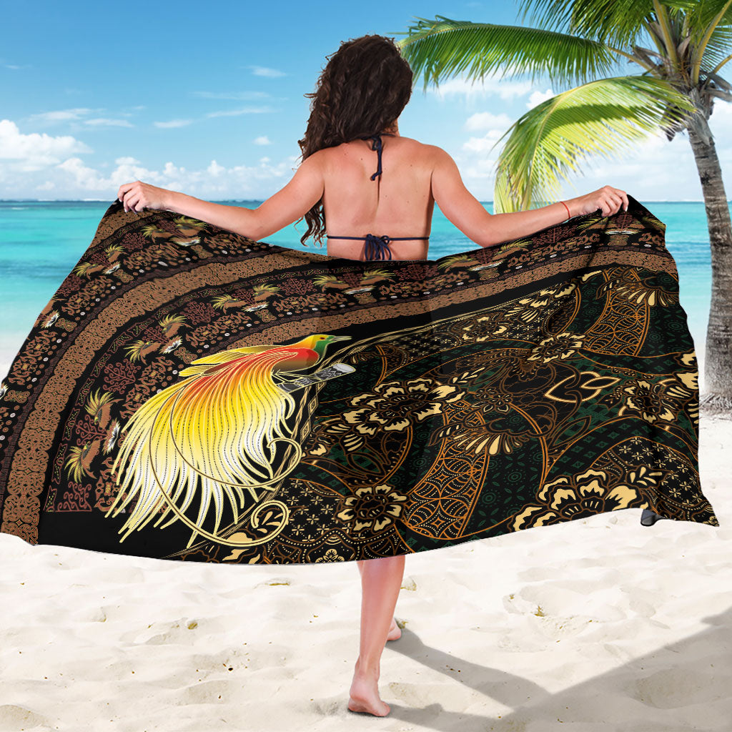 Papua New Guinea and Indonesia Batik Sarong Bird of Paradise with Tribal Batik Patterns