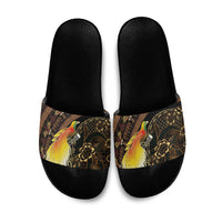 Papua New Guinea and Indonesia Batik Slide Sandals Bird of Paradise with Tribal Batik Patterns