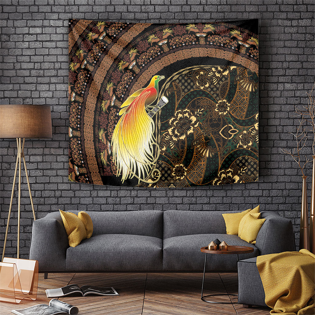Papua New Guinea and Indonesia Batik Tapestry Bird of Paradise with Tribal Batik Patterns LT03 Multicolor - Polynesian Pride