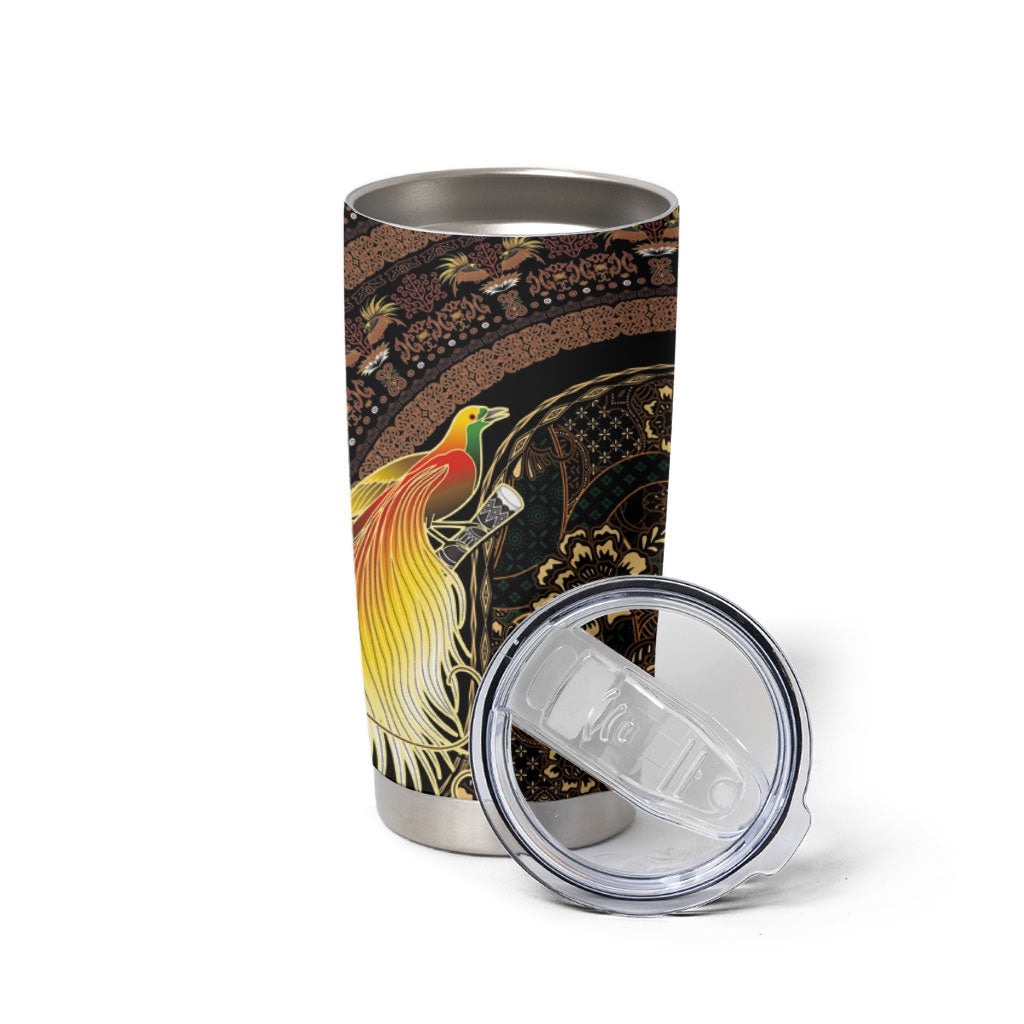 Papua New Guinea and Indonesia Batik Tumbler Cup Bird of Paradise with Tribal Batik Patterns