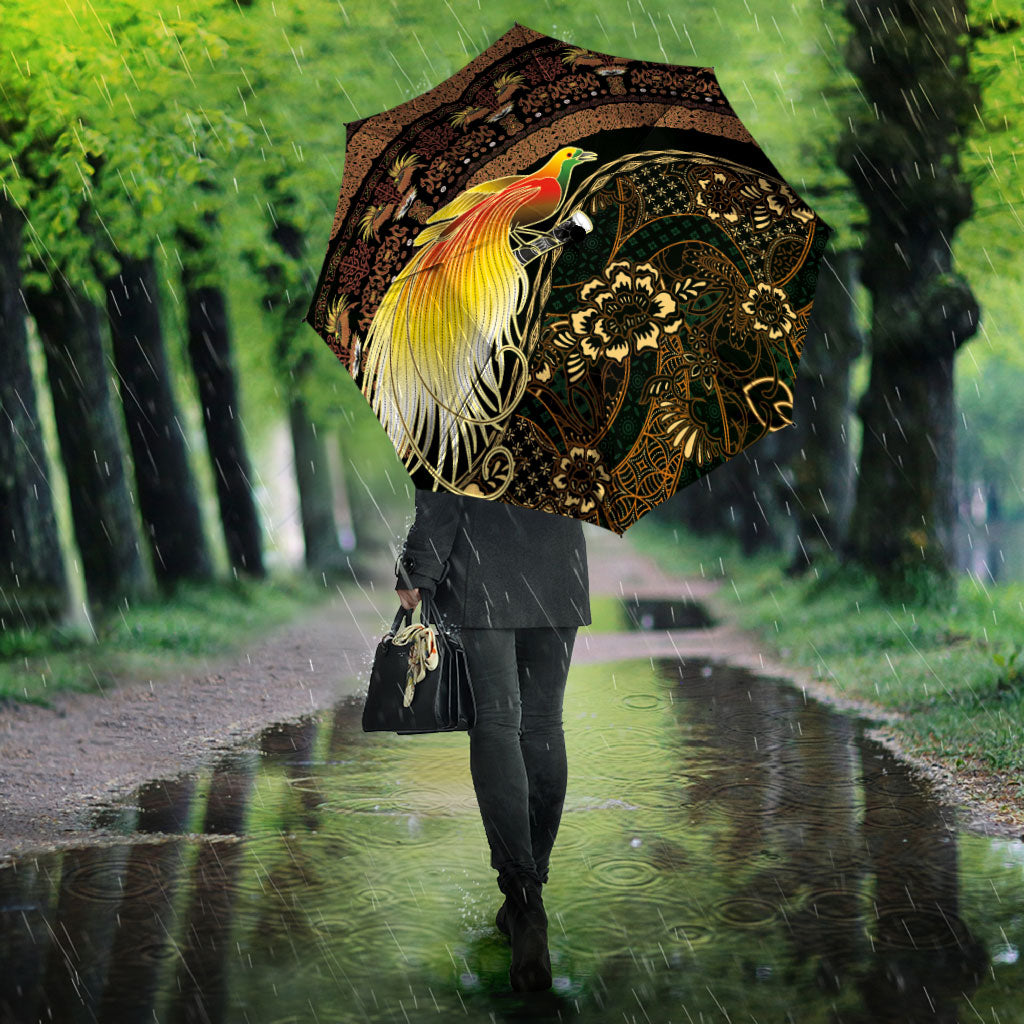 Papua New Guinea and Indonesia Batik Umbrella Bird of Paradise with Tribal Batik Patterns