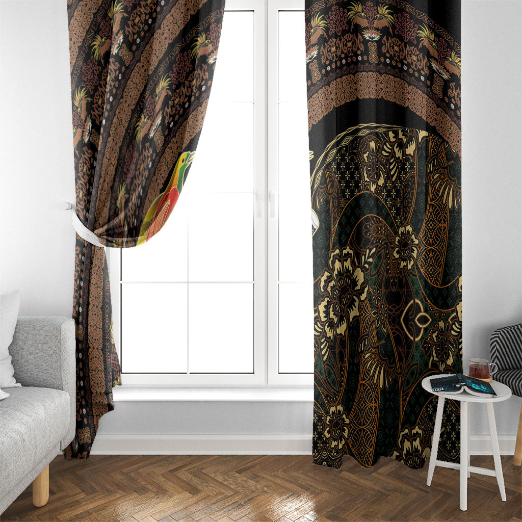 Papua New Guinea and Indonesia Batik Window Curtain Bird of Paradise with Tribal Batik Patterns LT03 - Polynesian Pride