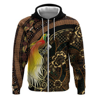 Papua New Guinea and Indonesia Batik Zip Hoodie Bird of Paradise with Tribal Batik Patterns