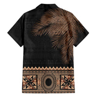 Fiji Palm Leaves Family Matching Puletasi and Hawaiian Shirt Masi and Tapa Tribal Pattern Beige Color LT03 - Polynesian Pride