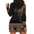 Fiji Palm Leaves Hoodie Dress Masi and Tapa Tribal Pattern Beige Color