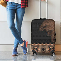 Fiji Palm Leaves Luggage Cover Masi and Tapa Tribal Pattern Beige Color