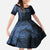 Fiji Palm Leaves Family Matching Long Sleeve Bodycon Dress and Hawaiian Shirt Masi and Tapa Tribal Pattern Blue Color