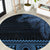 Fiji Palm Leaves Round Carpet Masi and Tapa Tribal Pattern Blue Color