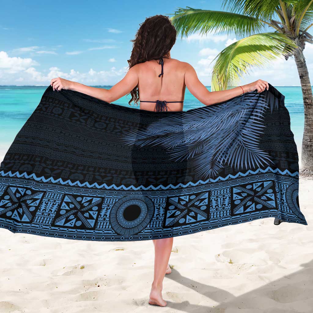 Fiji Palm Leaves Sarong Masi and Tapa Tribal Pattern Blue Color
