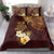 Polynesian Turtle Bedding Set Plumeria Hibiscus Pattern Oxblood