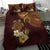 Polynesian Turtle Bedding Set Plumeria Hibiscus Pattern Oxblood