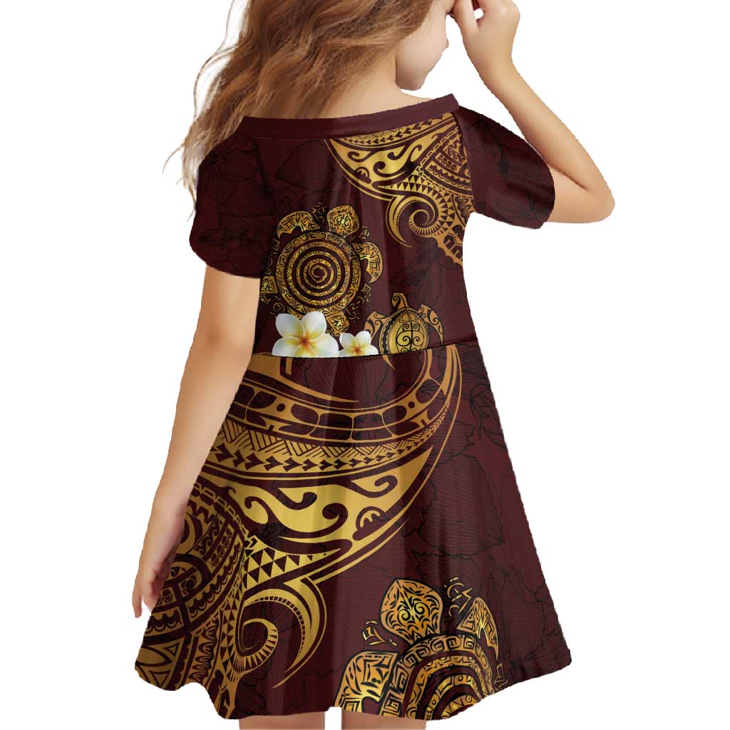 Polynesian Turtle Family Matching Off Shoulder Maxi Dress and Hawaiian Shirt Plumeria Hibiscus Pattern Oxblood