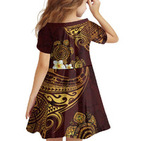 Polynesian Turtle Family Matching Short Sleeve Bodycon Dress and Hawaiian Shirt Plumeria Hibiscus Pattern Oxblood LT03 - Polynesian Pride