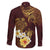 Polynesian Turtle Family Matching Short Sleeve Bodycon Dress and Hawaiian Shirt Plumeria Hibiscus Pattern Oxblood