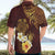 Polynesian Turtle Hawaiian Shirt Plumeria Hibiscus Pattern Oxblood