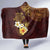 Polynesian Turtle Hooded Blanket Plumeria Hibiscus Pattern Oxblood