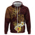 Polynesian Turtle Hoodie Plumeria Hibiscus Pattern Oxblood