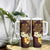 Polynesian Turtle Tumbler With Handle Plumeria Hibiscus Pattern Oxblood