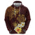 Polynesian Turtle Zip Hoodie Plumeria Hibiscus Pattern Oxblood