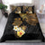 Polynesian Turtle Bedding Set Plumeria Hibiscus Pattern Black Color