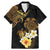 Polynesian Turtle Family Matching Mermaid Dress and Hawaiian Shirt Plumeria Hibiscus Pattern Black Color