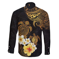 Polynesian Turtle Family Matching Short Sleeve Bodycon Dress and Hawaiian Shirt Plumeria Hibiscus Pattern Black Color LT03 - Polynesian Pride
