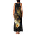 Polynesian Turtle Family Matching Tank Maxi Dress and Hawaiian Shirt Plumeria Hibiscus Pattern Black Color