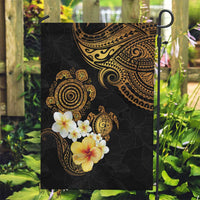 Polynesian Turtle Garden Flag Plumeria Hibiscus Pattern Black Color
