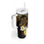 Polynesian Turtle Tumbler With Handle Plumeria Hibiscus Pattern Black Color