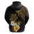 Polynesian Turtle Zip Hoodie Plumeria Hibiscus Pattern Black Color