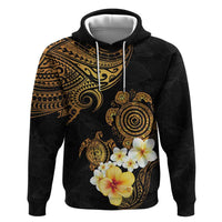 Polynesian Turtle Zip Hoodie Plumeria Hibiscus Pattern Black Color LT03 Pullover Hoodie Black - Polynesian Pride