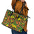 New Zealand Kowhai Flowers Leather Tote Bag Maori Koru Pattern