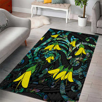New Zealand Kowhai Flowers Area Rug Maori Koru Pattern With Paua Shell Style