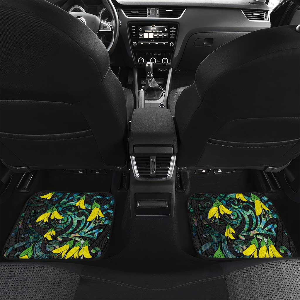New Zealand Kowhai Flowers Car Mats Maori Koru Pattern With Paua Shell Style