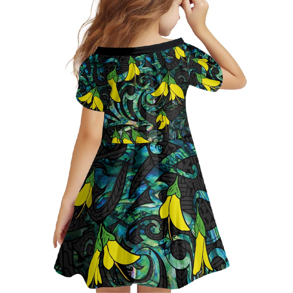 New Zealand Kowhai Flowers Family Matching Mermaid Dress and Hawaiian Shirt Maori Koru Pattern With Paua Shell Style LT03 - Polynesian Pride