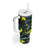 New Zealand Kowhai Flowers Tumbler With Handle Maori Koru Pattern With Paua Shell Style