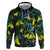 New Zealand Kowhai Flowers Zip Hoodie Maori Koru Pattern With Paua Shell Style