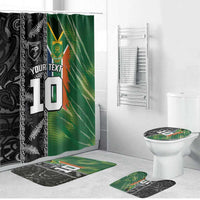 Custom Aotearoa South Africa Rugby Freedom Cup Bathroom Set Maori Silver Fern Art and Sporty Flag SA - Polynesian Pride