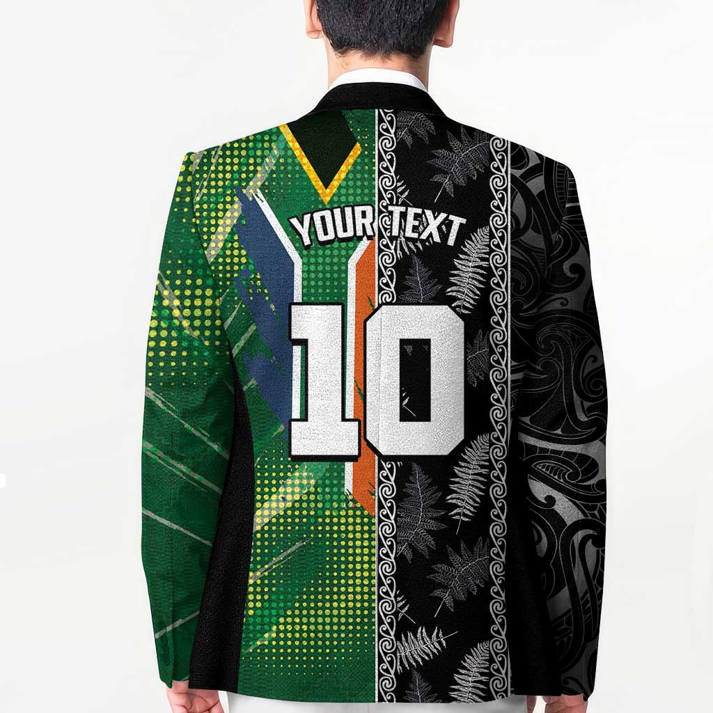 Custom Aotearoa South Africa Rugby Freedom Cup Blazer Maori Silver Fern Art and Sporty Flag SA - Polynesian Pride