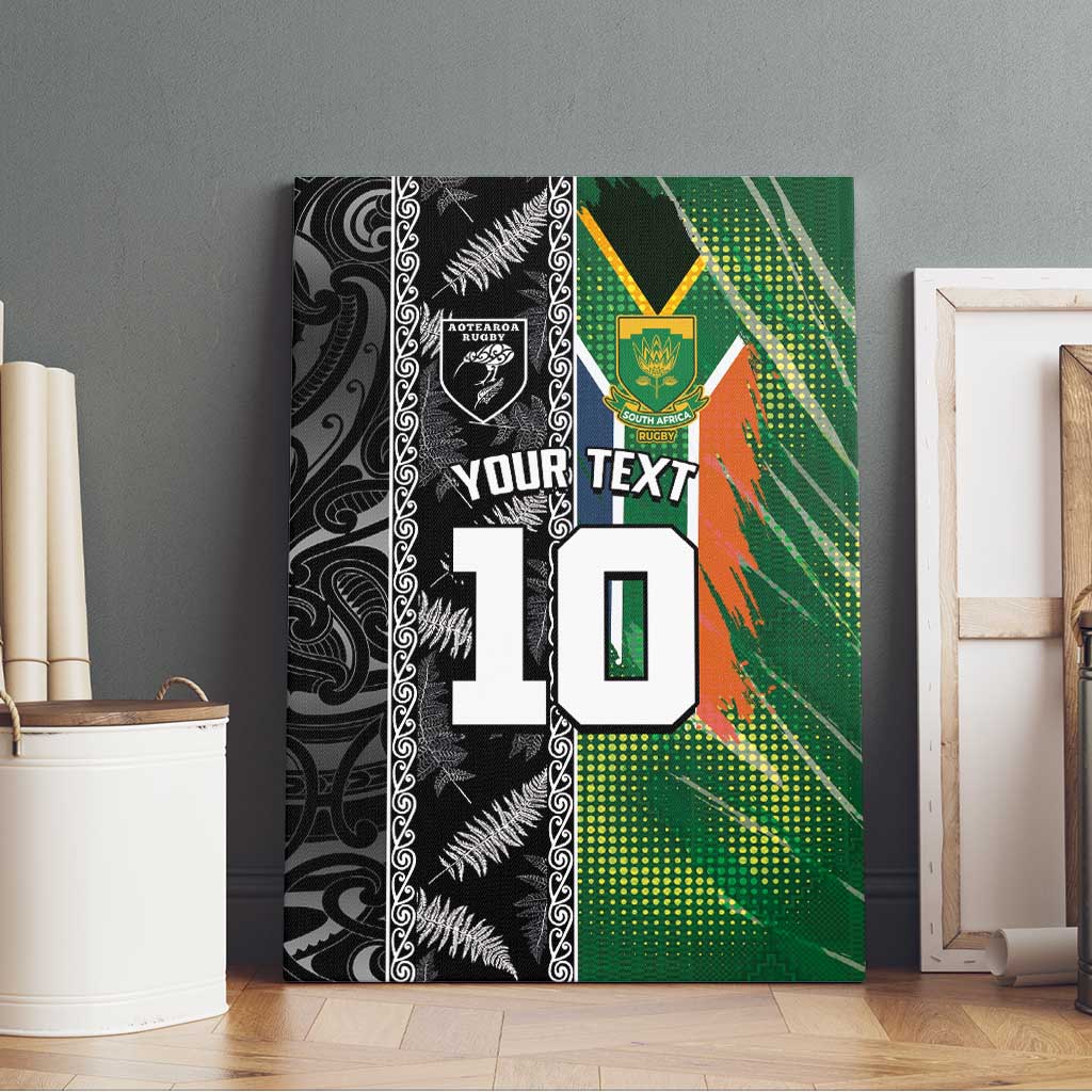 Custom Aotearoa South Africa Rugby Freedom Cup Canvas Wall Art Maori Silver Fern Art and Sporty Flag SA - Polynesian Pride