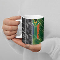 Custom Aotearoa South Africa Rugby Freedom Cup Ceramic Mug Maori Silver Fern Art and Sporty Flag SA - Polynesian Pride
