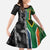 Custom Aotearoa South Africa Rugby Freedom Cup Family Matching Short Sleeve Bodycon Dress and Hawaiian Shirt Maori Silver Fern Art and Sporty Flag SA - Polynesian Pride