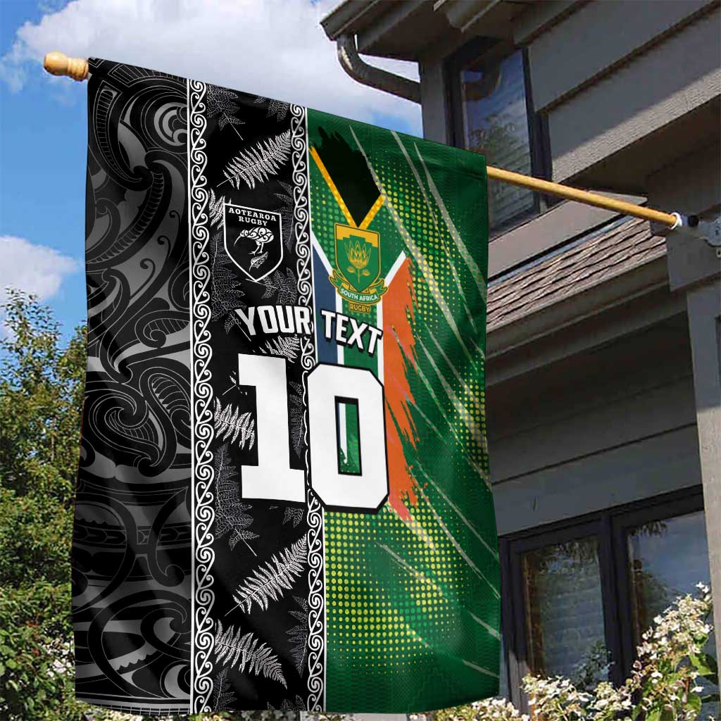 Custom Aotearoa South Africa Rugby Freedom Cup Garden Flag Maori Silver Fern Art and Sporty Flag SA - Polynesian Pride