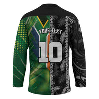 Custom Aotearoa South Africa Rugby Freedom Cup Hockey Jersey Maori Silver Fern Art and Sporty Flag SA - Polynesian Pride