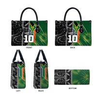 Custom Aotearoa South Africa Rugby Freedom Cup Leather Bag Maori Silver Fern Art and Sporty Flag SA - Polynesian Pride